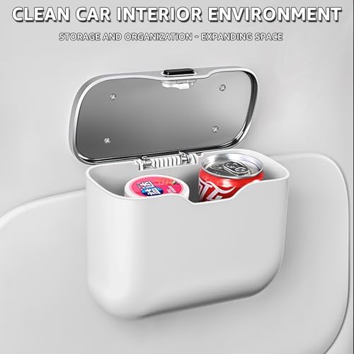 HOLDCY Car Trash Can, Waterproof Multi‑Functional Auto Trash Bin for Door/Console/Seat Back, Universal Vehicle Garbage Can for Car/Truck/SUV Drivers (White) - color: White
