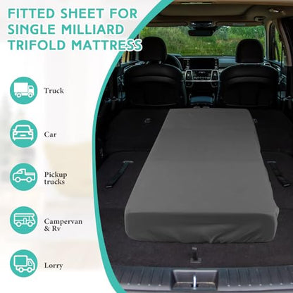 Baderke 75" x 31"x 9'' Cot Sheet (Sheet Only) Compatible with Narrow Twin Mattress Camp Bunk Beds RVs Microfiber Sheet for Bunk Guest Beds Army Cots Trifold Mattress(Dark Gray,2 Pack) - color: Dark Grey