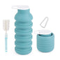 Collapsible Silicone Water Bottle – Foldable Travel Water Bottle Leakproof, BPA Free, Portable & Space-Saving – Perfect for Gym, Hiking,Travel(carabiner and cleaning brush),Light green - color: Lightgreen