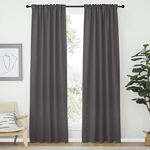 NICETOWN Blackout Curtain Panels Window Draperies - (Grey Color) 42-Inch Wide x84-Inch Long, 2 Pieces, Home Decoration Light & Noise Reducing Window Covering Room Darkening Drapes for Bedroom - color: Grey, size: 42"W x 84"L (Pack of 2)