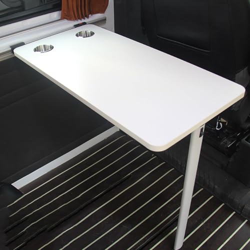 Foldable Rv Table with 2 Cup Slots, Wall Mount Folding Picnic Table Space-Saving Computer Desk Workstation, Wood Camper Table for RV, Home Office, Bedroom or Kitchen, White - color: White