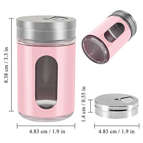 Accmor 2pcs Salt and Pepper Shakers,Stainless Steel Shaker for Salt Powder Sugar Cinnamon Pepper, Spice Dispenser with Adjustable Pour Holes,Pink - color: Pink