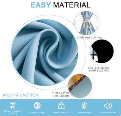 Self Adhesive Curtains - No Drilling, No Rod, Easy to Install Blackout Curtains for Window Blinds,Bedroom(Lake Blue 35 * 59in-1P) - color: Lake Blue, size: 35"W x 59"L (Pack of 1)