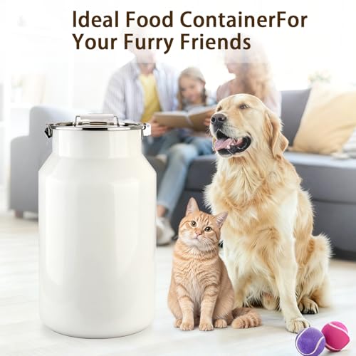 Dog-Cat Food Storage Container 40 lb/38 Qt, Large Stainless Steel Pet Food Bin with Airtight Lid & Scoop Included, Durable 304 Metal Storage for Dogs & Cats - size: 38 Qt