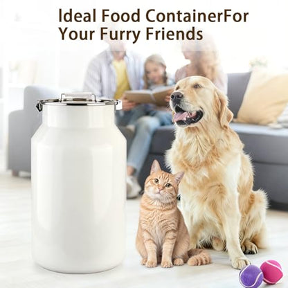 Dog-Cat Food Storage Container 40 lb/38 Qt, Large Stainless Steel Pet Food Bin with Airtight Lid & Scoop Included, Durable 304 Metal Storage for Dogs & Cats - size: 38 Qt