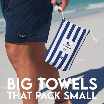 Dock & Bay Beach Towel - Quick Dry, Sand Free - Compact, Lightweight - 100% Recycled - Includes Bag - Cabana - Whitsunday Blue - Large (160x90cm, 63x35) - color: Cabana - Whitsunday Blue, size: Large (160x90cm, 63x35")