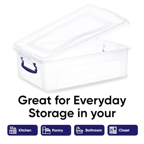 Superio Clear Storage Box with Lid, 22 Quart Plastic Container Bins for Organizing, Stackable Crate, Storage Bin Organizer for Home, Office, School, and College - size: 19" x 12.5" x 7.25"