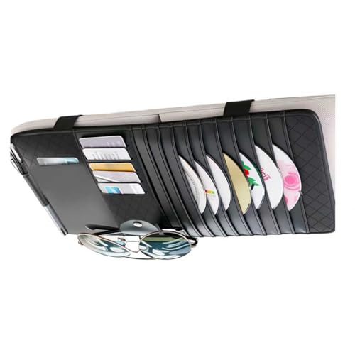 CD Holder for Car,Leather Multi-Purpose Car Visor Organizer Cars CD Holder for Storing CDs/DVD/Card/Pen/Sunglasses,Universal CDs Visor Holders for Cars Interior Accessories