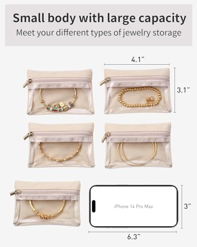 VLANDO Jewelry Travel Case,Travel Jewelry Organizer with Clear Velvet Jewelry Bags Zipper Pouch for Women Girl Gift 33Pcs - color: A.33 Bag