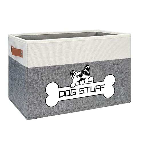 Foldable Dog Toy Box, Fabric Pet Storage, Folding Organizer Home Décor Bin with Handle, Collapsible Storage Basket for Pet Leash, Blanket, Chew Toys and Accessories - color: Grey