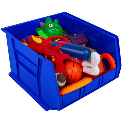 Akro-Mils 30270 AkroBins Plastic Storage Bins, Space-Saving Stackable Bins for Garage, Pantry, Craft Organization, 18" x 16" x 11", Blue, 3-Pack - color: Blue