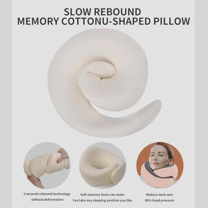 Cloud Sleep Travel Pillow｜360° Adjustable Neck Pillow for Airplane & Office｜NASA Memory Foam｜Free Eye Mask & Earplugs (Pink) - color: Pink