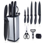 RAXCO Knife Set,10-Piece Stainless Steel Kitchen Knife Set with Block,Black | Compact Small Countertop Holder,Pro-Sharpened Stainless Steel Chef Knives, Space Saving Knife Set for RV & Apartment - color: BK