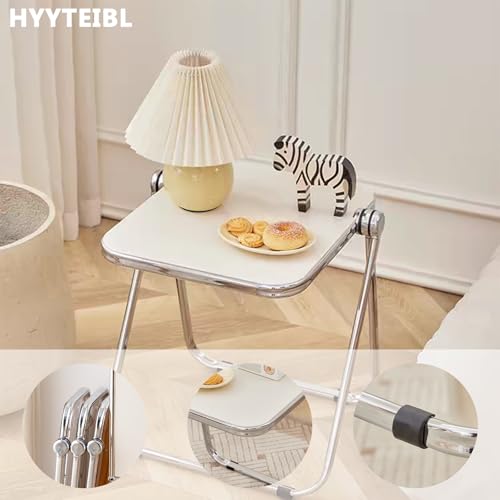 16.2"×14.1" Acrylic Folding Side Table, Portable Lightweight End Table, Sturdy Metal Frame and No Assembly Required, Space-Saving Design for Living Room, Bedroom and Small Room, Yellow - color: Yellow