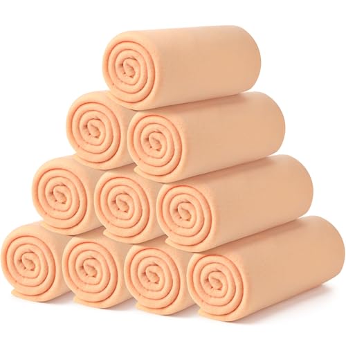 Buryeah 10 Pcs Fleece Blanket Bulk Soft Warm Blankets Cozy Fleece Lightweight Throw Blankets Plush Pet Throw Blanket for Home Bed Sofa Office Wedding Gifts Travel(50" X 60",Light Orange) - color: Light Orange