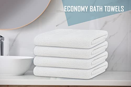 White Bath Towels (Pack of 12, 22x44 Inches) - Economy, Lightweight, Quick Drying - Bulk Sets for Commercial Uses, Gym, Salon, Spa & Hair - color: White, size: Bath Towel - Pack of 12 - 22x44
