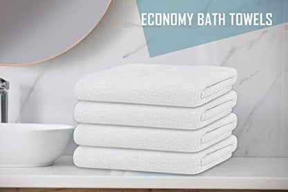 White Bath Towels (Pack of 12, 22x44 Inches) - Economy, Lightweight, Quick Drying - Bulk Sets for Commercial Uses, Gym, Salon, Spa & Hair - color: White, size: Bath Towel - Pack of 12 - 22x44