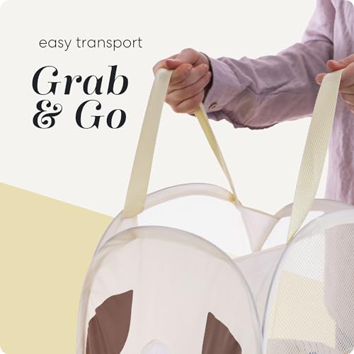 Pop Up Laundry Hamper, Cute Puppy Collapsible Mesh Basket 71L with Reinforced Handles and Side Pocket - Foldable Pop Up Hamper for Dorm, Travel, Kids Room - Handy Laundry (Puppy) - color: Puppy