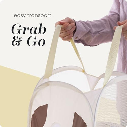 Pop Up Laundry Hamper, Cute Puppy Collapsible Mesh Basket 71L with Reinforced Handles and Side Pocket - Foldable Pop Up Hamper for Dorm, Travel, Kids Room - Handy Laundry (Puppy) - color: Puppy
