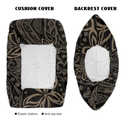 Hibisucs Polynesian Tribel Print 2 Pcs RV Dinette Cushion Covers Elastic Camper Cushion Slipcover Non-Slip RV Couch Cover Furniture Protector RV Camper Car Bench for Dogs and Kids - color: Hibisucs Polynesian Tribel