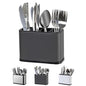 LIBODOUR Utensil Holder,Stainless Steel Caddy Counter,Spoon holder,4 Compartments Silverware Caddy,Capacity Flatware Spoon Fork Tool Cutlery Holder(Grey) - color: grey