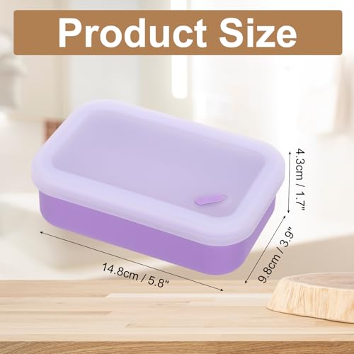 PATIKIL Leakproof Travel Soap Case, Silicone Travel Soap Container with Draining Layer Portable Bar Soap Holder for Bathroom Camping Gym, Translucent Purple - color: Translucent Purple