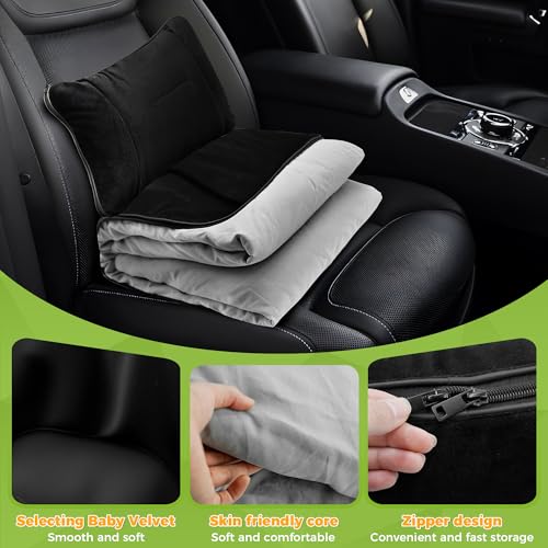 Loyala 3-in-1Travel Blanket and Lumbar Support Pillow, Foldable Compact Airplane Travel Blanket Functioned as Lumbar Support Pillow, Multi-Purpose for Office Car and Travel Comfort and Warmth (Gray)