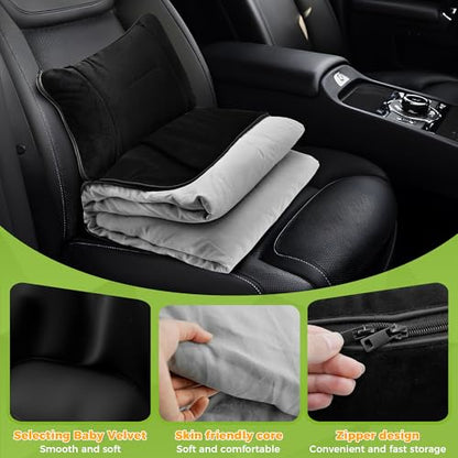 Loyala 3-in-1Travel Blanket and Lumbar Support Pillow, Foldable Compact Airplane Travel Blanket Functioned as Lumbar Support Pillow, Multi-Purpose for Office Car and Travel Comfort and Warmth (Gray)