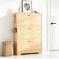 Nicetree Shoe Cabinet with 3 Flip Drawers，Freestanding Shoe Storage Cabinet, Narrow Shoe Organizer Cabinet, Farmhouse Slim Shoe Rack Cabinet for Entryway,Natural Oak with Hook - color: Natural Oak, style: 3-Drawers with Hook