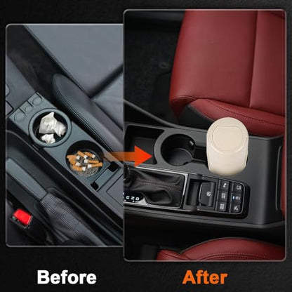 Car Trash Can, 2 Packs Mini Car Garbage Can Cup Holder with Lid | Leakproof Car Trash Bin with 60 Trash Bags, Vehicle Front Back Seat Organizers and Storage for Car, Home, Office, Beige - color: Beige