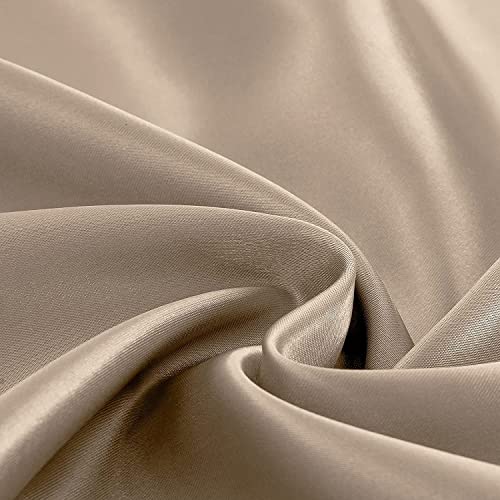 Homiest 3pcs Satin Sheets Set Luxury Silky Satin Bedding Set with Deep Pocket, 1 Fitted Sheet + 1 Flat Sheet + 1 Pillowcase (Twin XL Size, Taupe) - color: Taupe, size: Deep pocket - Twin XL size