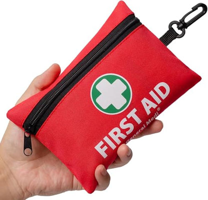 General Medi Mini First Aid Kit, 150 Piece Small First Aid Kit - Includes Emergency Foil Blanket, Scissors for Travel, Home, Office, Vehicle, Camping, Workplace & Outdoor (Red) - size: 150 Pieces