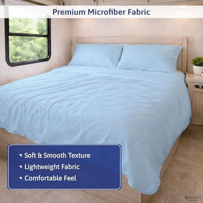 KRISHNA Premium Sheet Set Queen Size 60"x80", Microfiber Bed Sheets Ultra-Soft, Wrinkle-Resistant, Fits Upto 12 Inch Deep Mattress, Light Blue Solid - color: Light Blue, size: Queen - 60” x 80”