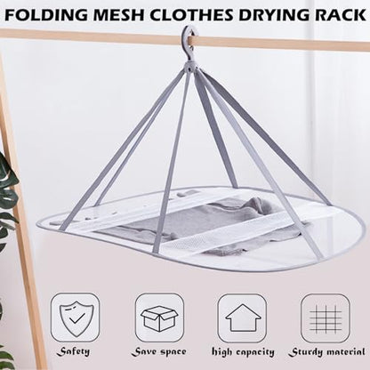 1 Tier Folding Mesh Clothes Drying Rack with Internal Fixation Stackable Sweater Drying Rack Portable Hanging Laundry Rack for Sweater,T-Shirt,Delicates,Swimsuit (2 Pack) - size: 1 Tier