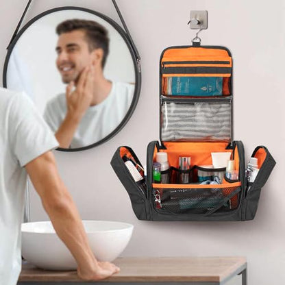 Tactical Toiletry Travel Bag for Men, Hanging Dopp Kit Hygiene Bag Shower Organizer with Hook for Toiletries and Shaving Care, Black (Empty Bag) - color: Black