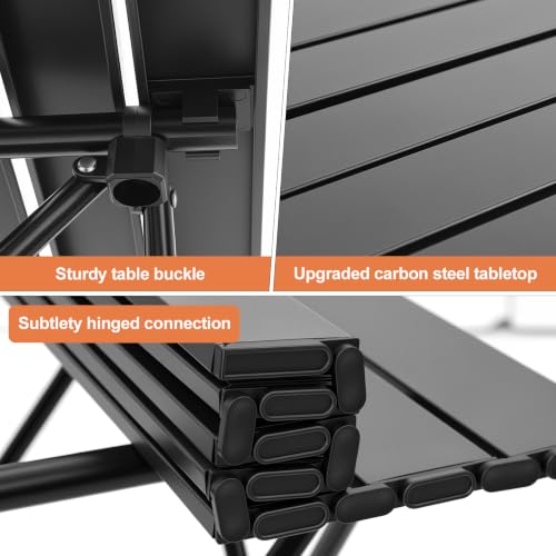 REDCAMP Portable Camping Table, Ultralight Roll Up Folding Table | 22x17’’ Beach Tbale with Storage Bag for Outdoor, Picnic, Sports, Party, Cooking, Camping, Black - size: 22"D x 16"W x 14"H
