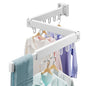 Abiglifty Clothes Drying Rack Wall Mounted, Laundry Drying Rack Collapsible, Foldable & Retractablewith 18 Hooks for Indoor/Outdoor Use inLaundry Room, Bathroom & Balcony (White) - color: White
