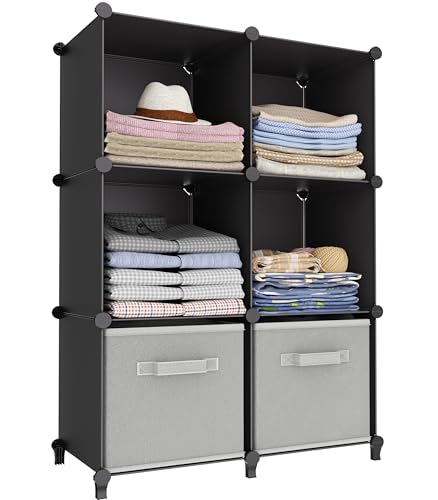 HOMIDEC 6-Cube Storage Organizer, Closet Organizer Storage Cabinet Shelf Bookcase Bookshelf,Storage Cubes Organizers Cabinet for Kids,Closet, Bedroom,Bathroom - color: Black, size: 11.8 x 11.8 x 11.8 Inch
