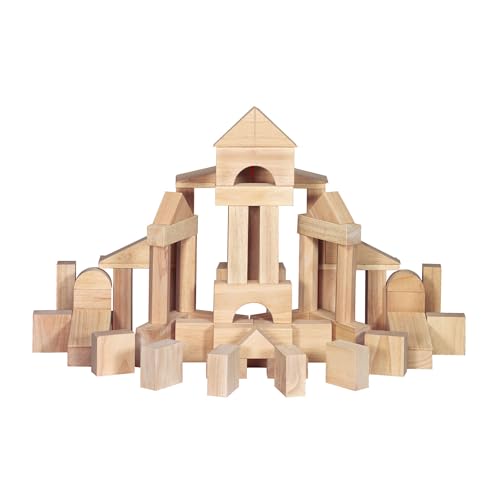 Melissa & Doug Standard Unit Solid-Wood Building Blocks with Wooden Storage Tray, 60-Piece Hardwood Sorting & Stacking Toys for Building & Balancing, Preschool Learning Toys for Kids Ages 3+