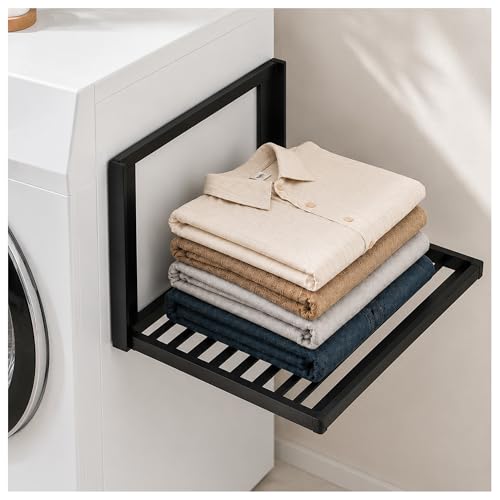 Magnetic Shelves for Washing Machine, No-Drill Magnetic Laundry Organizer Shelf for Washer Dryer and Small Spaces, Foldable Space-Saving Side Storage Rack for Laundry, Bathroom, Kitchen & RV