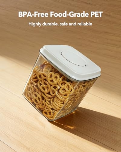 Airtight Food Storage Containers Set with One-Touch Lid, 2-Pack (4.22 QT / 4.0 L) Tall Stackable Durable PET for Bulk Rice, Flour & Baking Essentials Organizer. - color: 4.2Qt*2