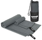 EPAuto 2-Pack Microfiber Quick Dry Towel Set - Lightweight, Super Absorbent & Compact Travel Towels (60"x30" & 24"x15") for Gym, Camping, Beach, Yoga & Backpacking, Gray - color: Grey
