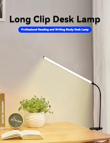 2 Pack LED Desk Lamp with Clamp,Eye-Friendly Clip on Lights for Home Office Study Reading,3 Modes 10 Brightness,Long Flexible Goose-Neck,Swing Arm Architect Task Table Lamps USB Usage - color: Black, size: 12.2inch/2 pack