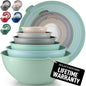 Zulay Kitchen 12 Piece Plastic Nesting Mixing Bowl Set - Colorful Bowls with Lids - Microwave and Freezer Safe (Mint Ombre) - color: Mint