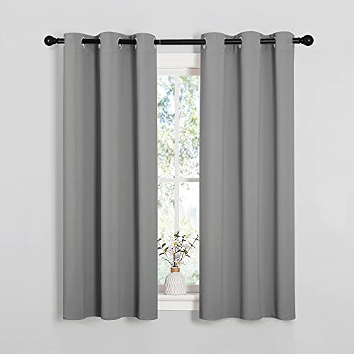 NICETOWN Bedroom Curtains Blackout Drapery Panels, Three Pass Microfiber Thermal Insulated Solid Ring Top Blackout Window Curtains/Drapes (Two Panels, 34 x 54 inches, Silver Grey) - color: Silver Grey, size: 34"W x 54"L (Pack of 2)