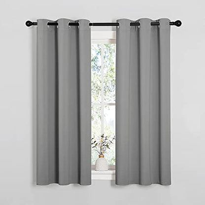 NICETOWN Bedroom Curtains Blackout Drapery Panels, Three Pass Microfiber Thermal Insulated Solid Ring Top Blackout Window Curtains/Drapes (Two Panels, 34 x 54 inches, Silver Grey) - color: Silver Grey, size: 34"W x 54"L (Pack of 2)