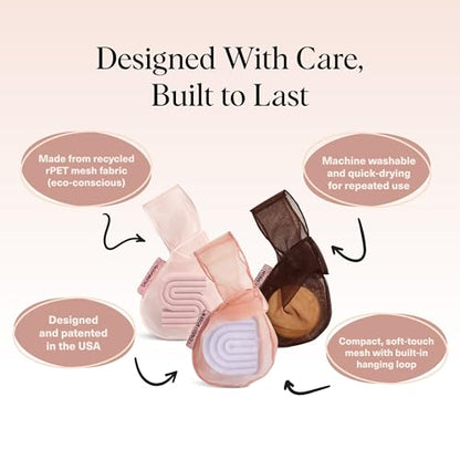 Kitsch Bar Soap Saver Pouch – Patented Mesh Soap Bag for Shampoo and Conditioner Bars, Extends Use & Prevents Soggy Mess, Recycled Beauty Bar Bag, Eco-Friendly - 3pc Set, Blush, Terracotta & Chocolate - color: Blush, Terracotta & Chocolate