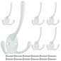 IBosins 6 Pack Big Heavy Duty Three Prongs Coat Hooks Wall Mounted with 12 Screws Retro Double Utility Rustic Hooks for Thick Coat, Big Heavy Bags (White) - color: White