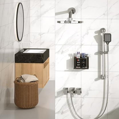 Black Wall-Mounted Toothbrush Holder, Aluminum Material Shower Shaver Storage Rack, No Drilling Required, Removable Toothpaste Storage Rack - size: Black double slot
