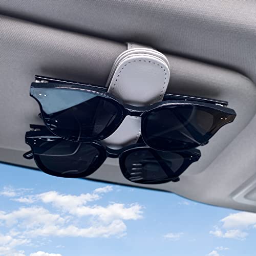 Visonx Sunglass Holder for Car Visor Clip, Magnetic Leather Eyeglass Hanger Clip for Car, Square Car Visor Accessories (Gray) - color: gray, size: 1 Pieces